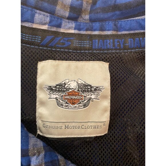 Harley-Davidson Womens 115th Anniversary Plaid Shirt Blue Black Large XL - Picture 3 of 10